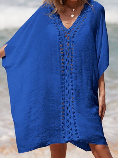 Women's Cutout V-Neck Three-Quarter Sleeve Cover Up