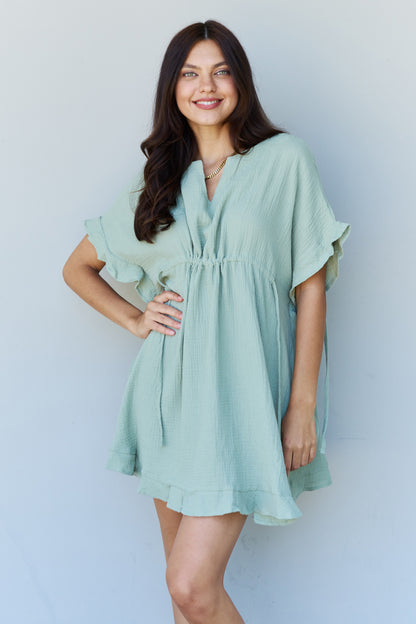 Ninexis Out Of Time Ruffle Hem Dress with Drawstring Waistband