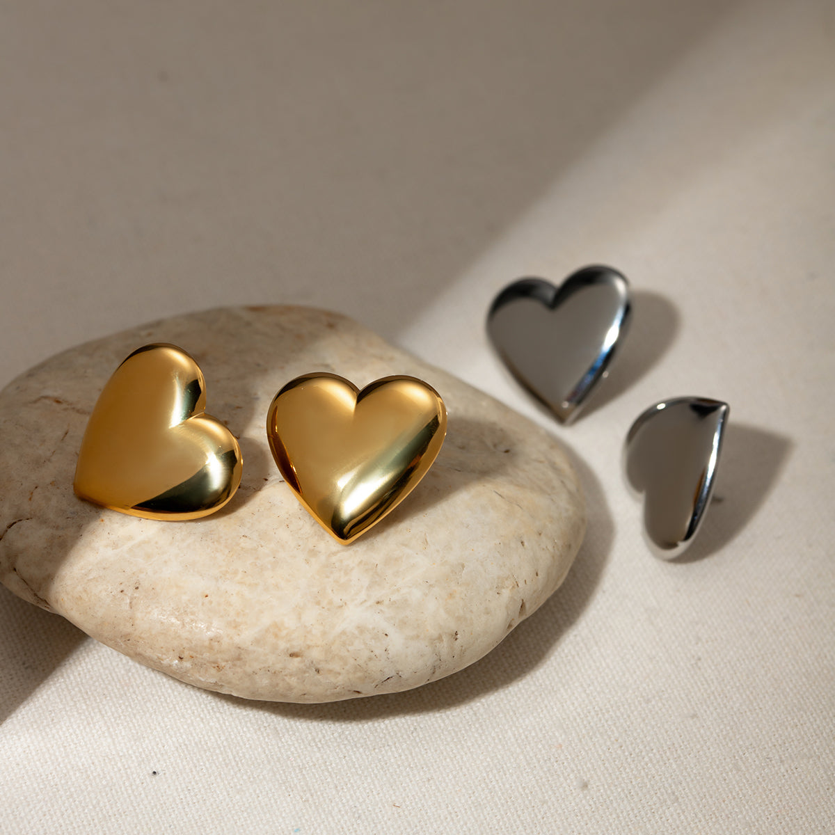 18K Gold-Plated Heart Stud Earrings