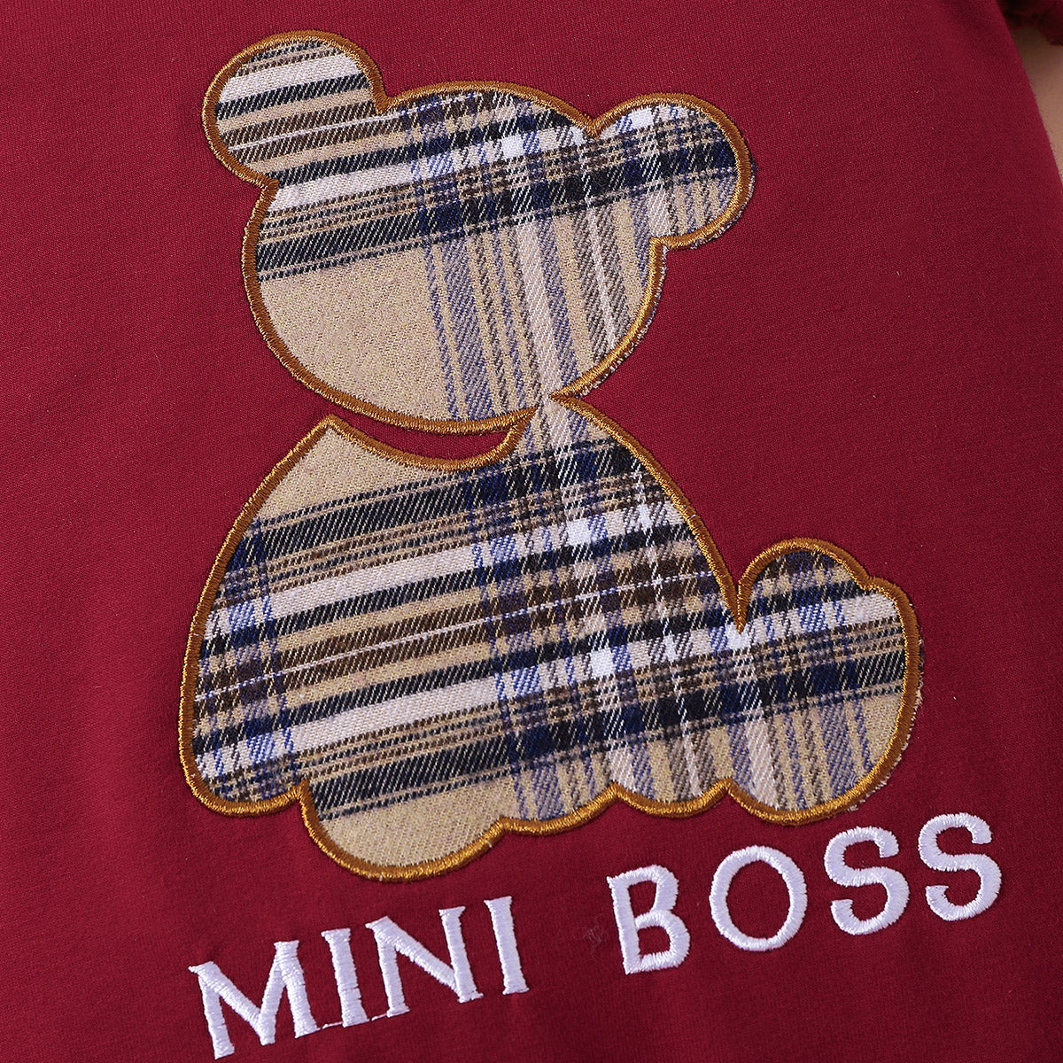 Boy's Infant/Toddler Plaid Bear MINI BOSS Graphic Jumpsuit