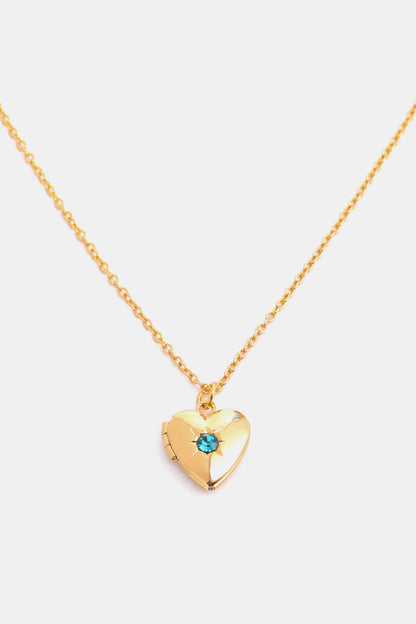 14K Gold-Plated Birthstone Heart Necklace