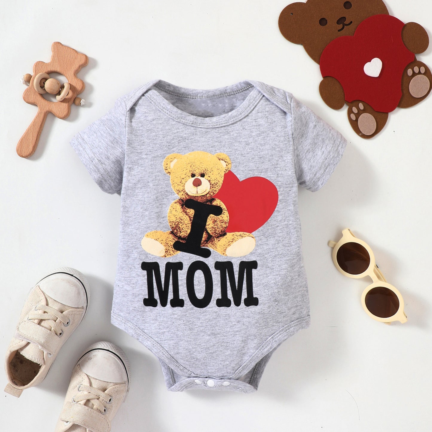 Unisex Infant/Toddler Bear Graphic Short Sleeve Bodysuit