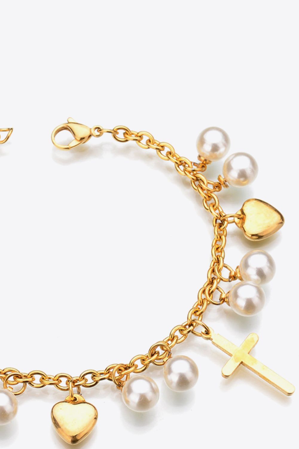 Heart, Cross, and Pearl Bracelet