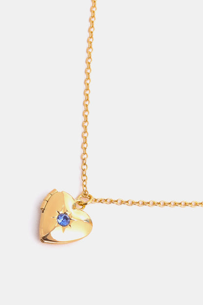 14K Gold-Plated Birthstone Heart Necklace