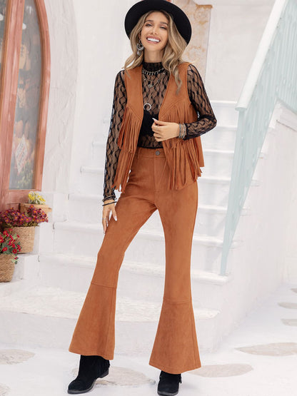 Women's Fringe Vest and Flare Pants Set