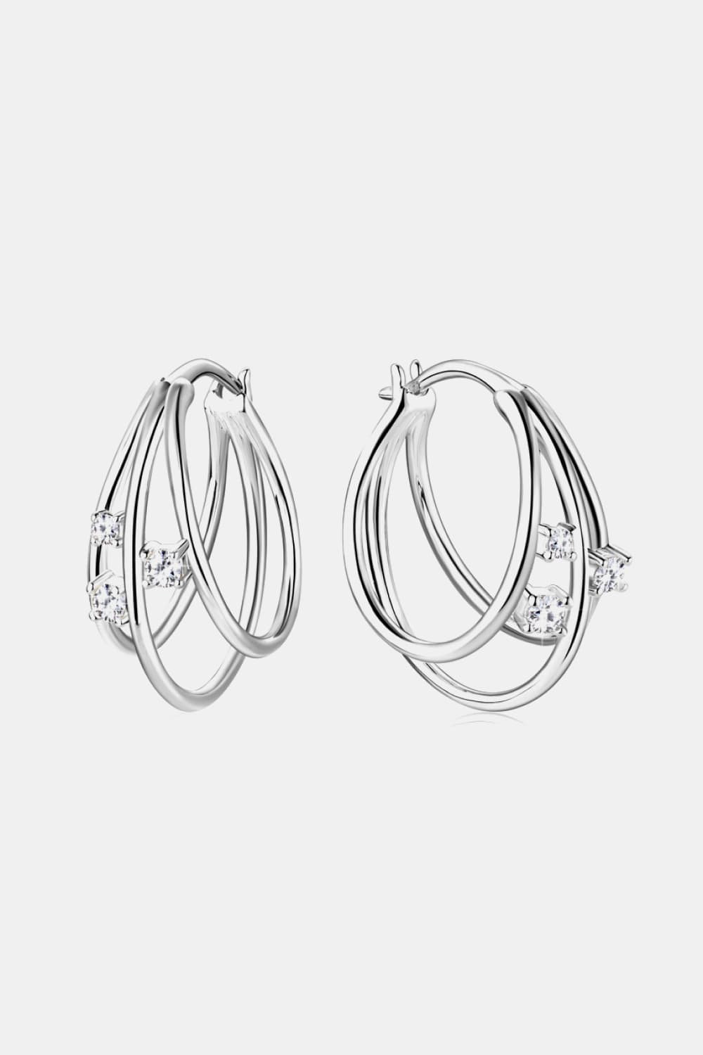 Moissanite 925 Sterling Silver Layered Hoop Earrings