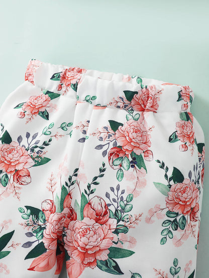 Girls Infant/Toddler Bow Detail Cami and Floral Flare Pants Set