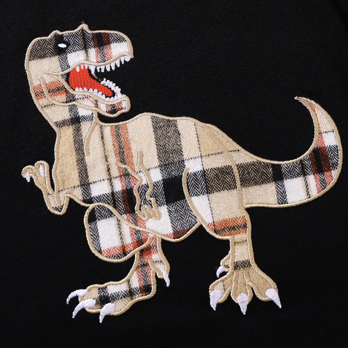 Boy's Dinosaur Graphic Tee and Plaid Shorts Set