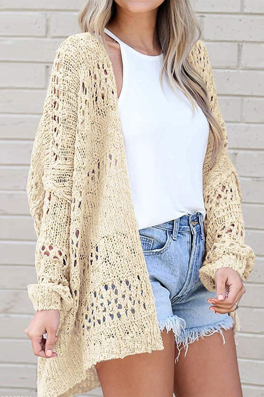 Women's Casual Openwork Long Sleeve Cardigan