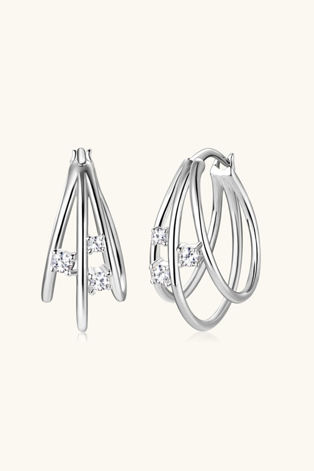 Moissanite 925 Sterling Silver Layered Hoop Earrings