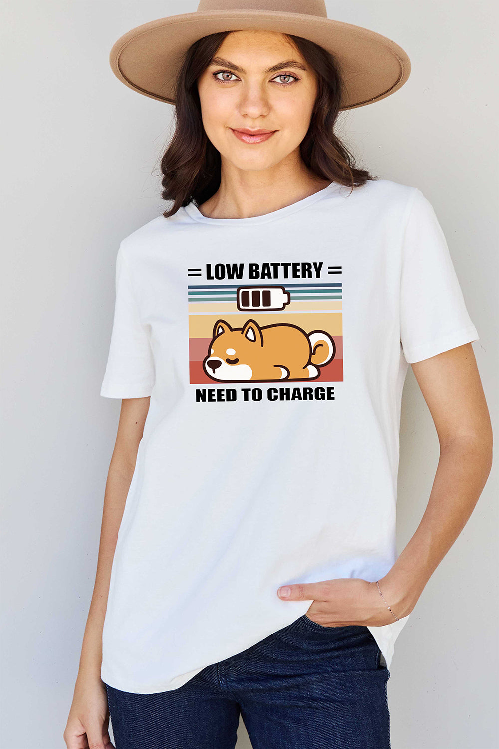 Women's LOW BATTERY NEED TO CHARGE Graphic T-Shirt