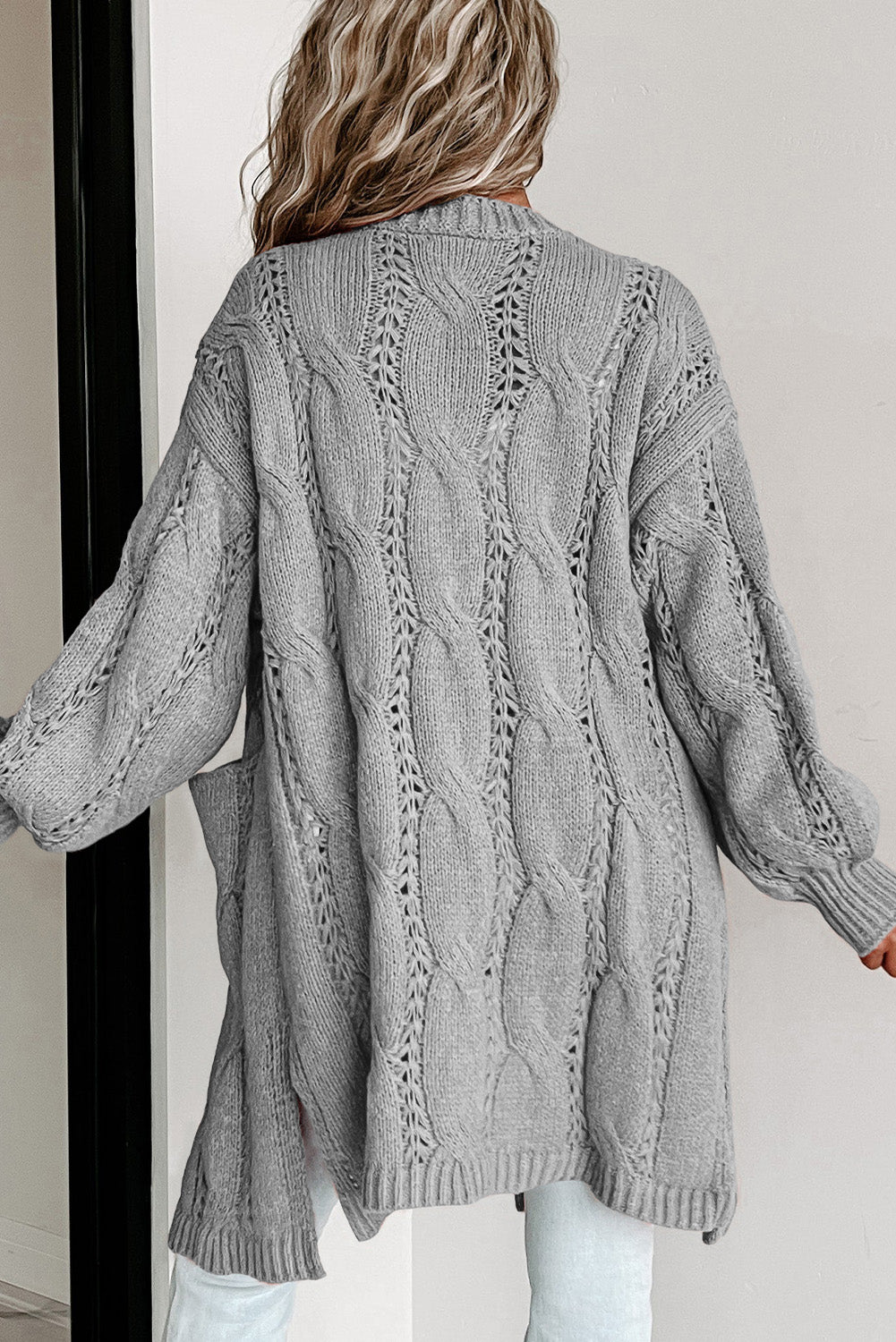 Women's Cable-Knit Dropped Shoulder Cardigan