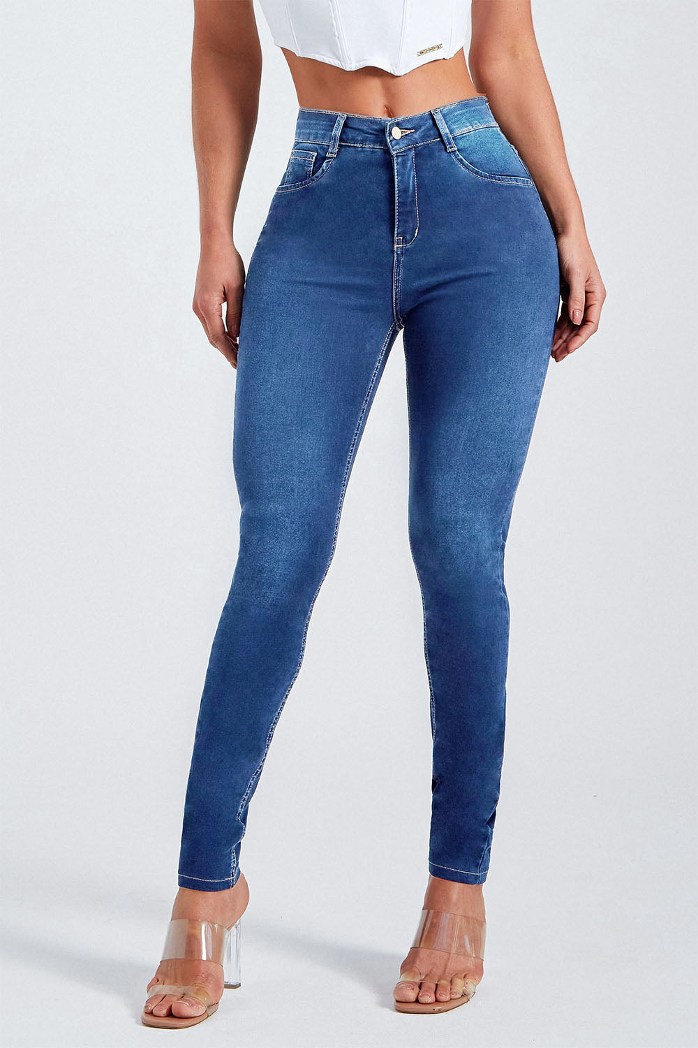 Women's Vintage Style Button Fly Skinny Jeans