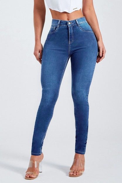 Women's Vintage Style Button Fly Skinny Jeans