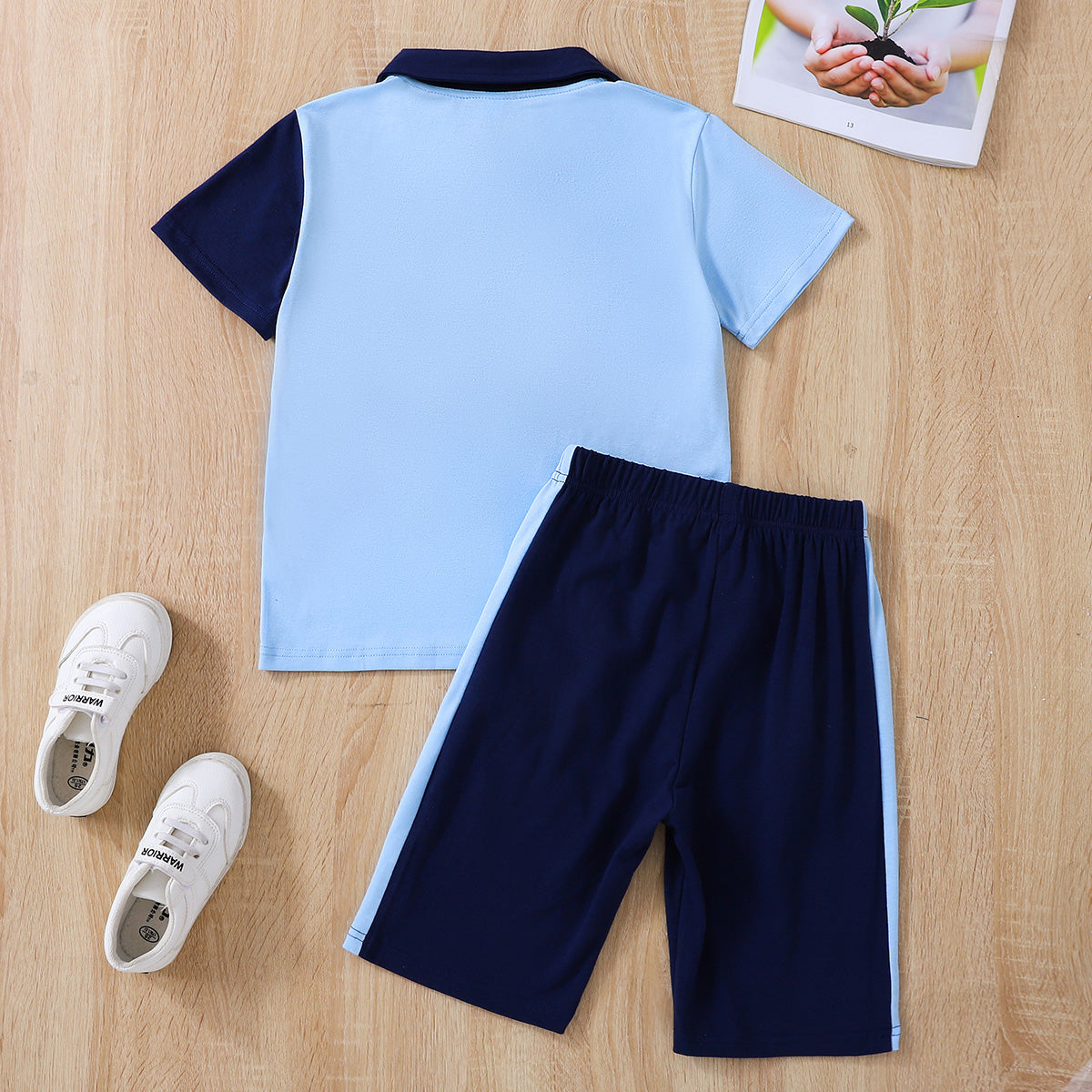 Boy's Color Block Polo Shirt and Shorts Set