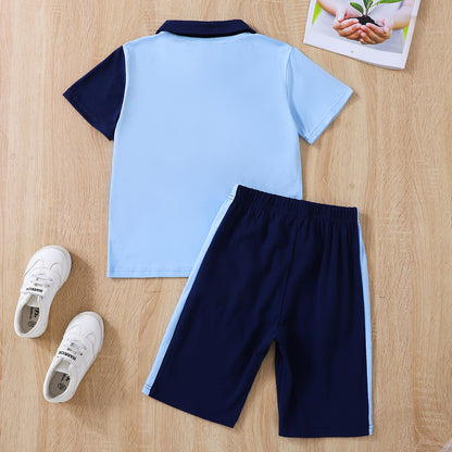 Boy's Color Block Polo Shirt and Shorts Set