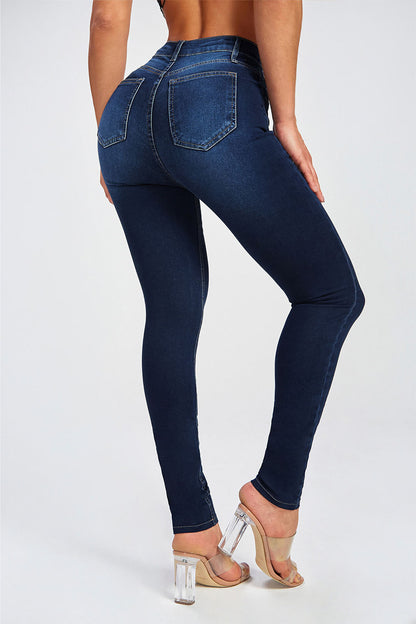 Women's Vintage Style Button Fly Skinny Jeans