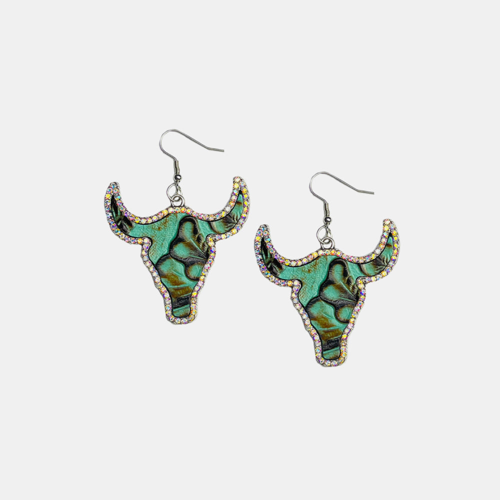 Rhinestone Trim Bull Earrings