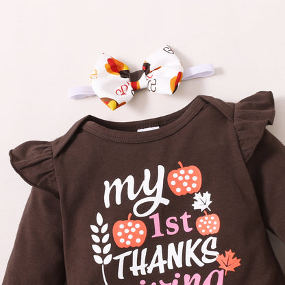 Girl's Infant/Toddler MY 1ST THANKSGIVING Graphic Bodysuit and Pants Set