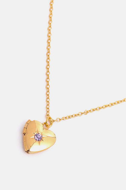 14K Gold-Plated Birthstone Heart Necklace