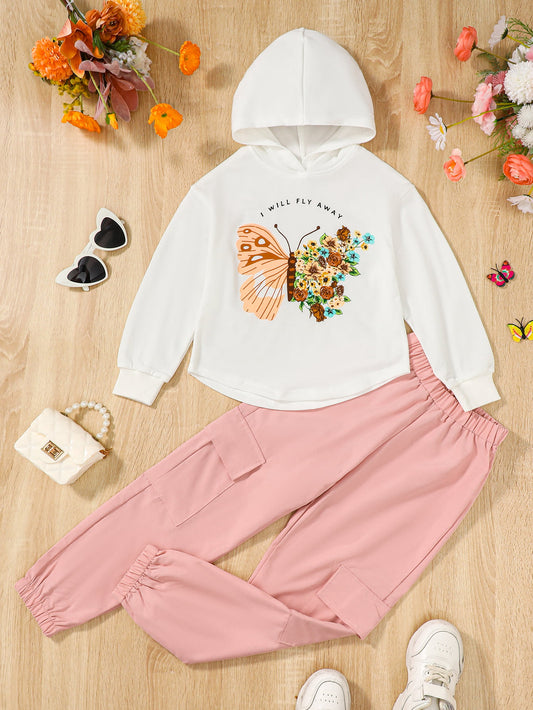 Girl's I WILL FLY AWAY Graphic Hoodie and Joggers Set