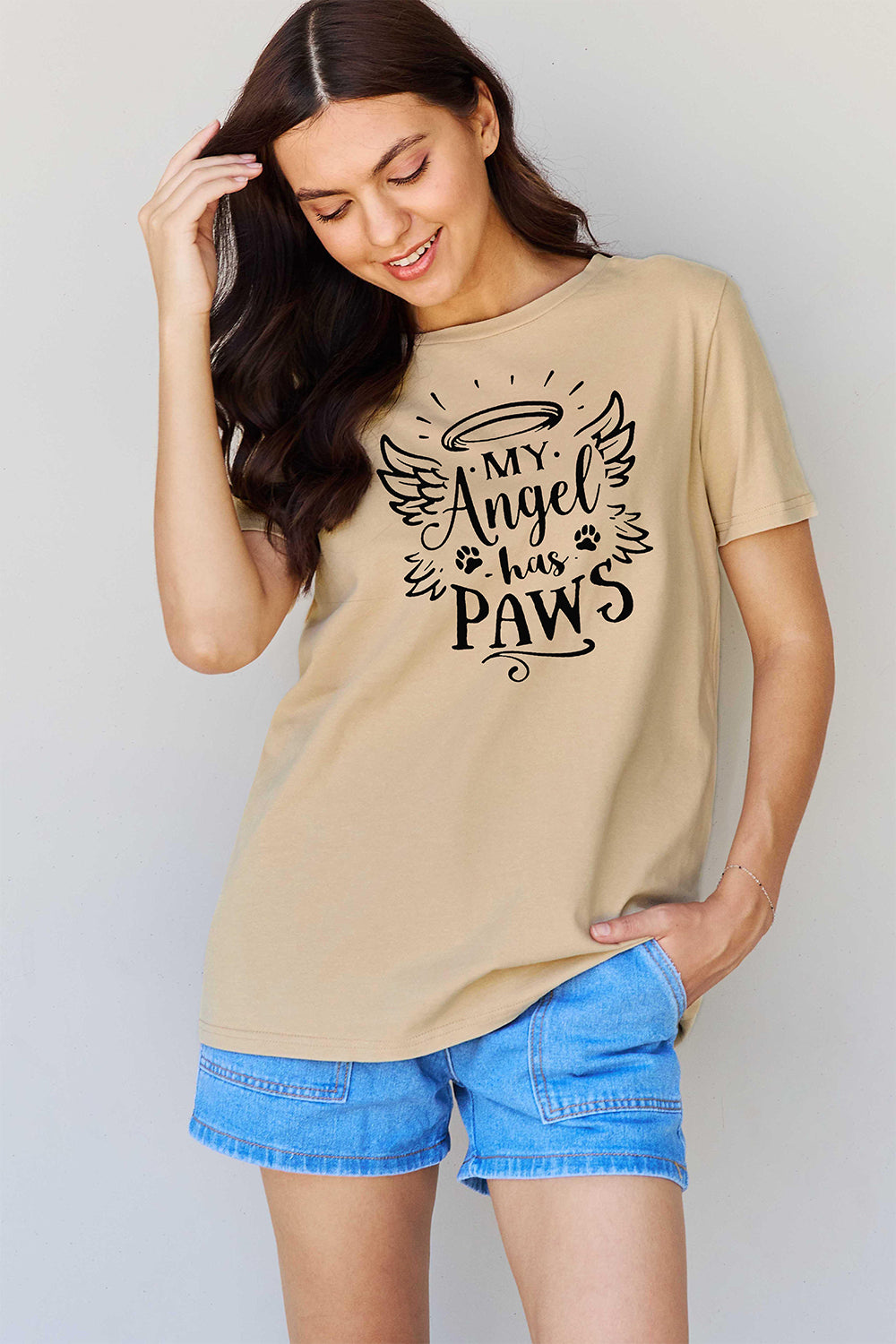 Women's MY ANGEL HAS PAWS Graphic T-Shirt