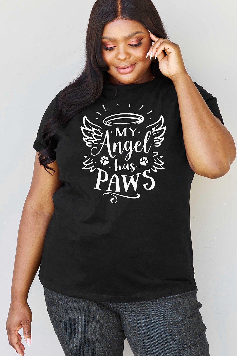 Women's MY ANGEL HAS PAWS Graphic T-Shirt