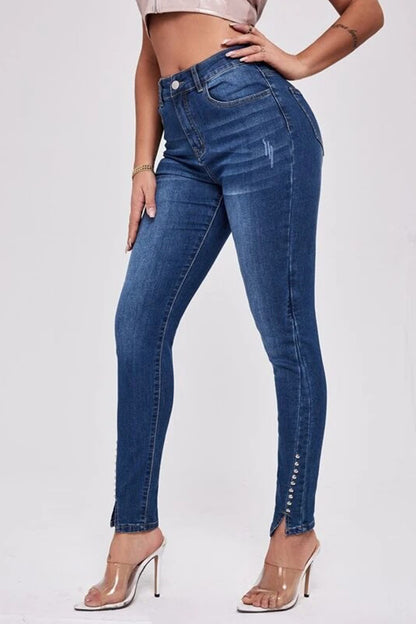 Women's Button Fly Long Jeans