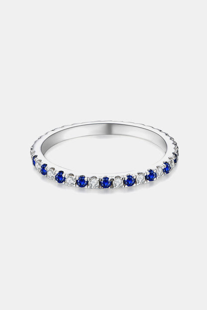 Moissanite 925 Sterling Silver Lab-Grown Sapphire Ring