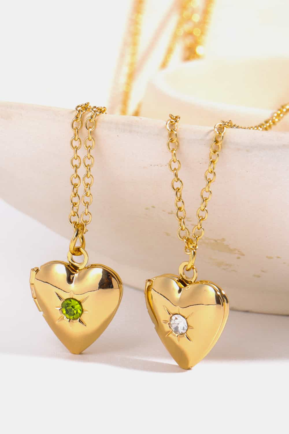 14K Gold-Plated Birthstone Heart Necklace