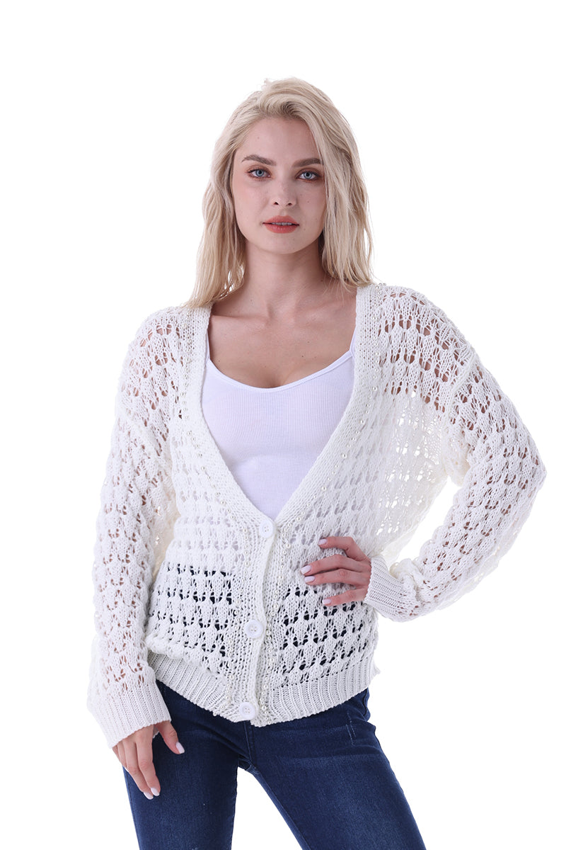 Women's Openwork Long Sleeve Cardigan