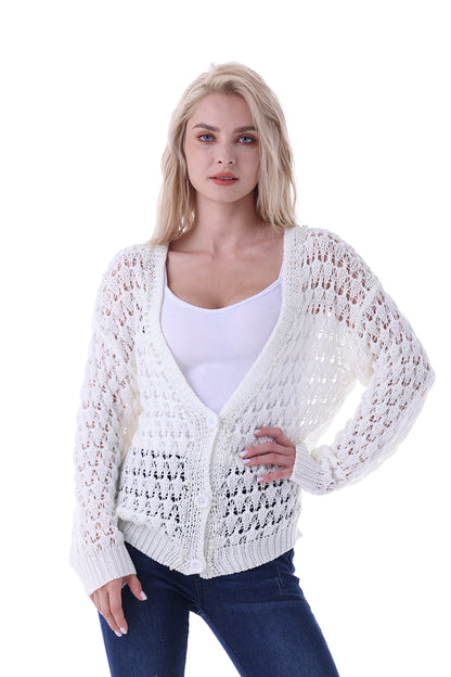 Women's Openwork Long Sleeve Cardigan