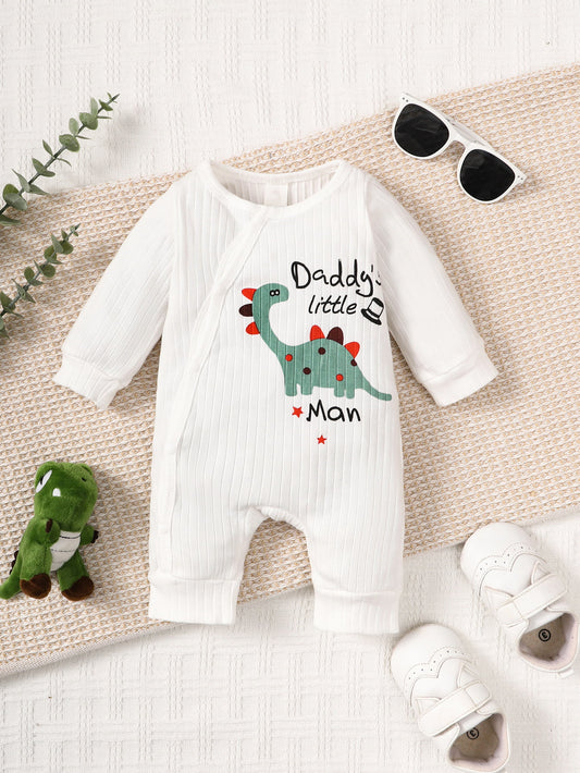 Infant Boy's DADDY'S LITTLE MAN Dinosaur Graphic Jumpsuit