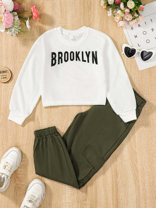 Girl's BROOKLYN Graphic Sweatshirt and Joggers Set