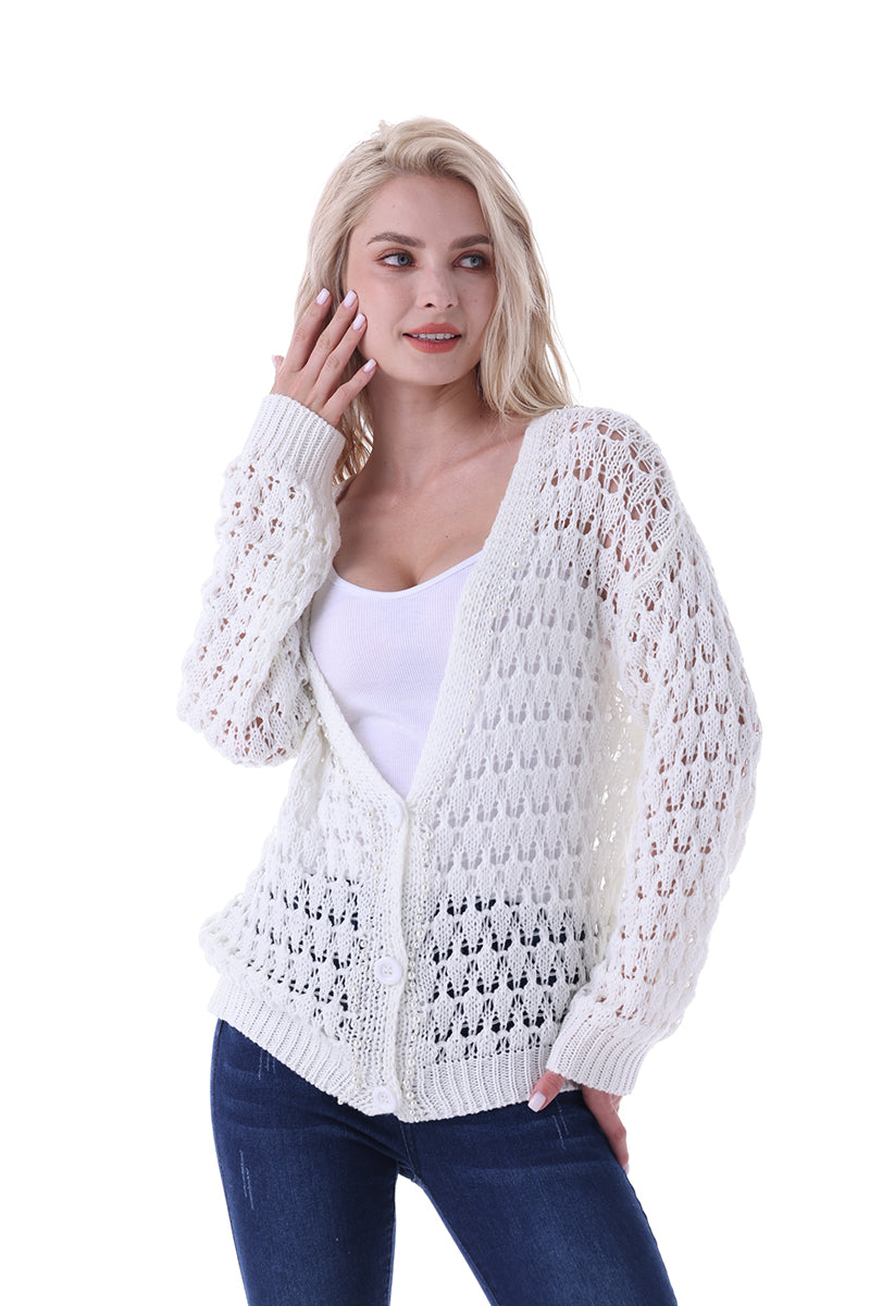 Women's Openwork Long Sleeve Cardigan