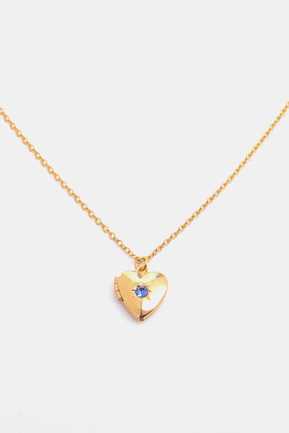 14K Gold-Plated Birthstone Heart Necklace