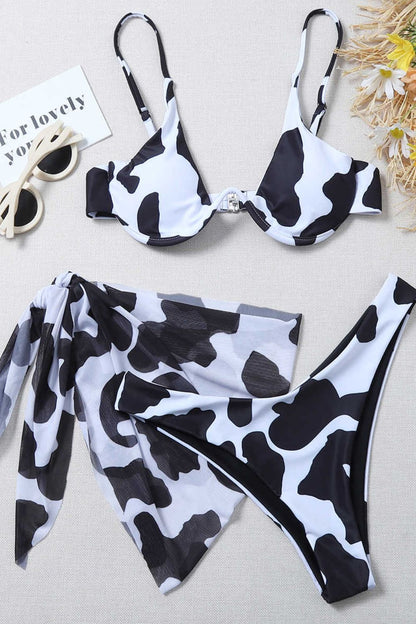 Women's Animal Print Three-Piece Swim Set