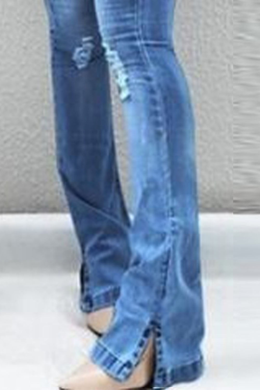 Women's Button Fly Slit Jeans