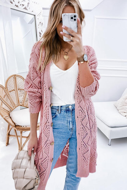 Women's Big Buttons Long Sleeve Cardigan