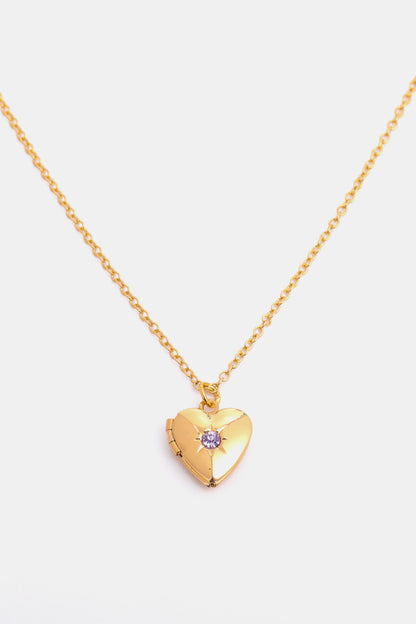 14K Gold-Plated Birthstone Heart Necklace