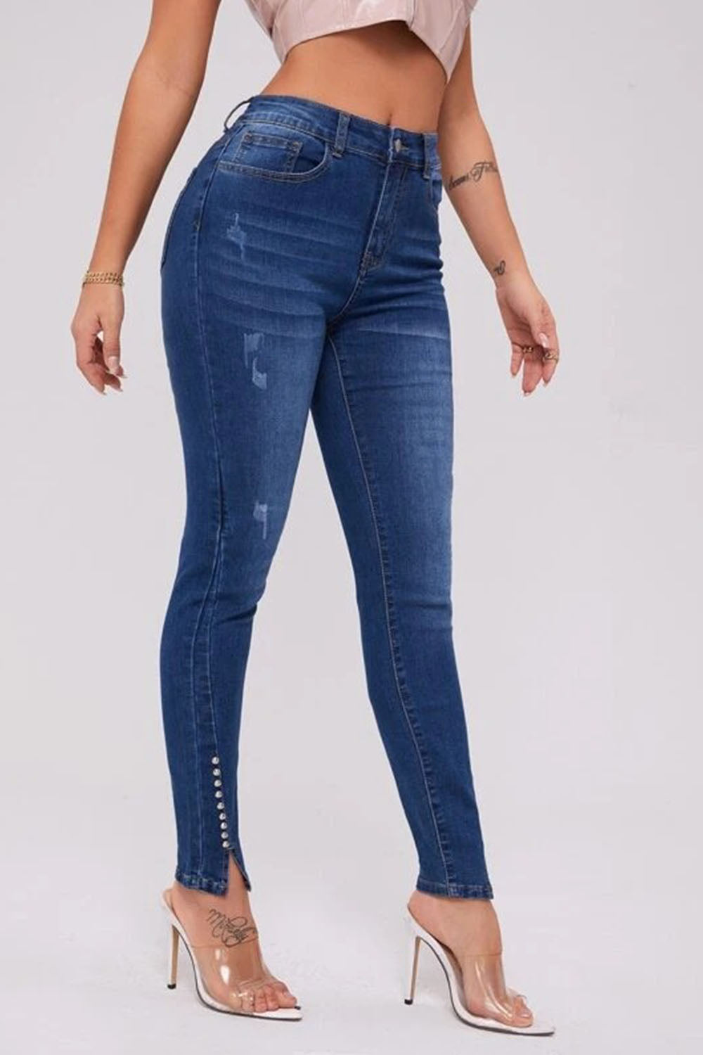 Women's Button Fly Long Jeans
