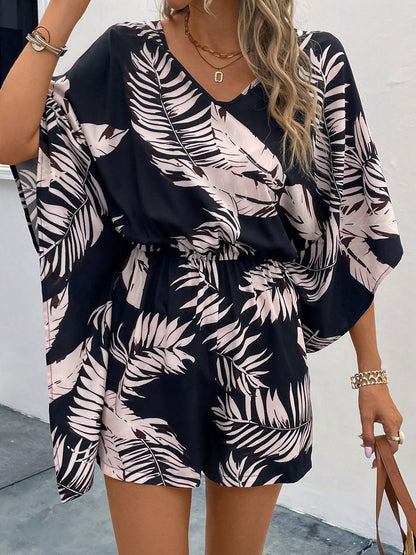 Women's Printed V-Neck Romper