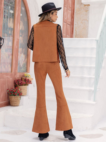 Women's Fringe Vest and Flare Pants Set