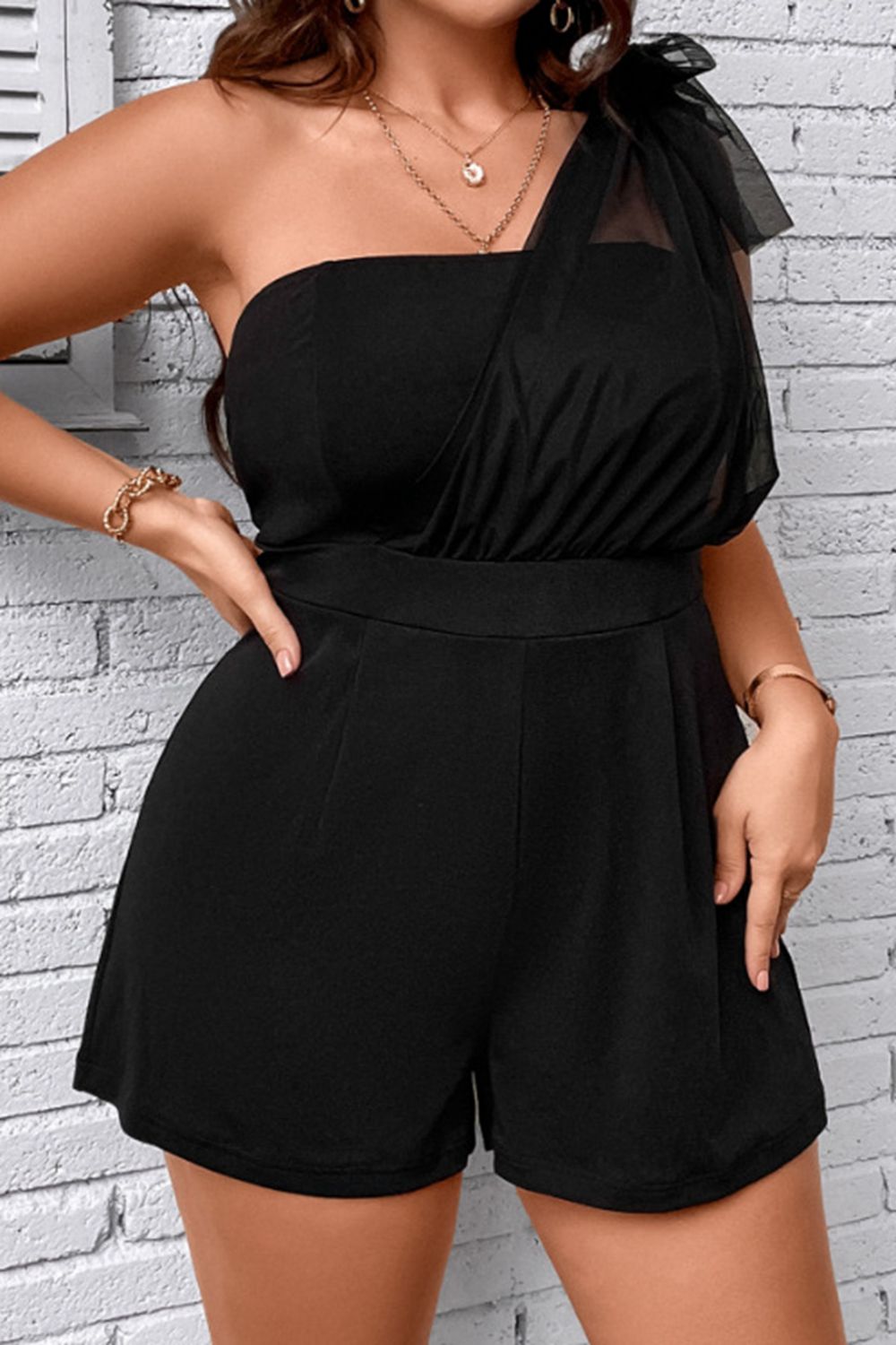 Women's Plus Size One-Shoulder Romper