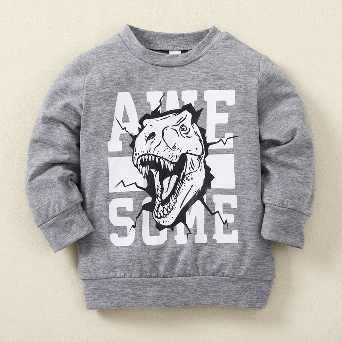 Boy's Graphic Sweatshirt and Dinosaur Print Joggers Set