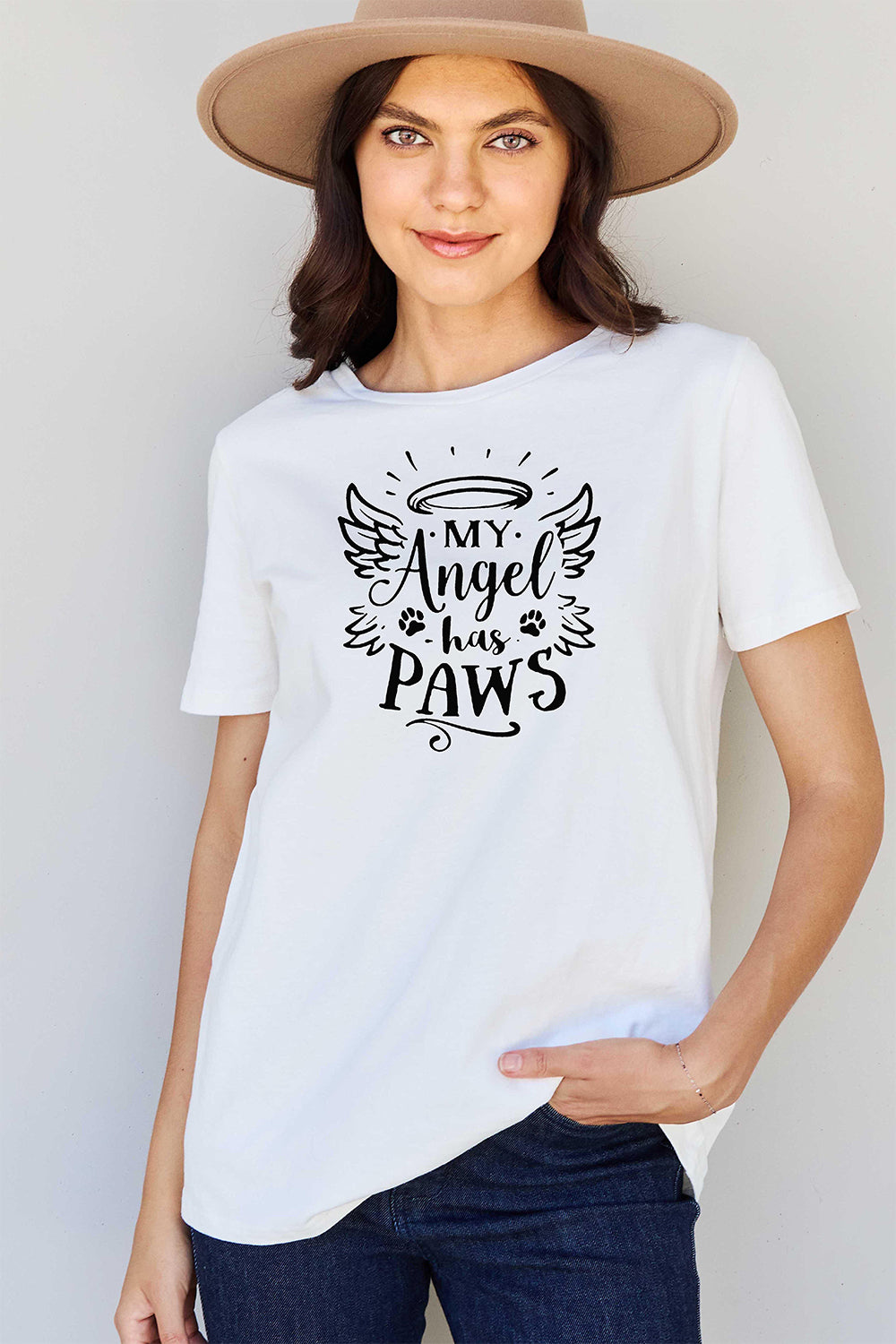 Women's MY ANGEL HAS PAWS Graphic T-Shirt