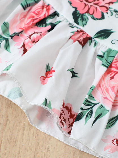 Girl's Floral Spaghetti Strap Flare Leg Jumpsuit