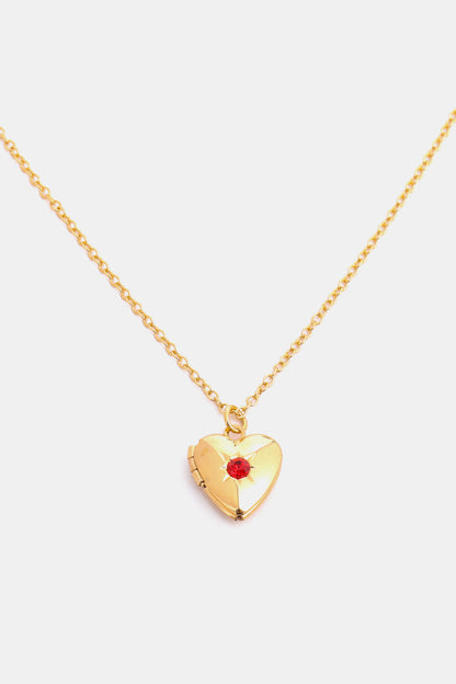 14K Gold-Plated Birthstone Heart Necklace