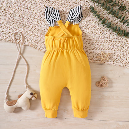 Girl's Infant/Toddler Striped Crisscross Jumpsuit