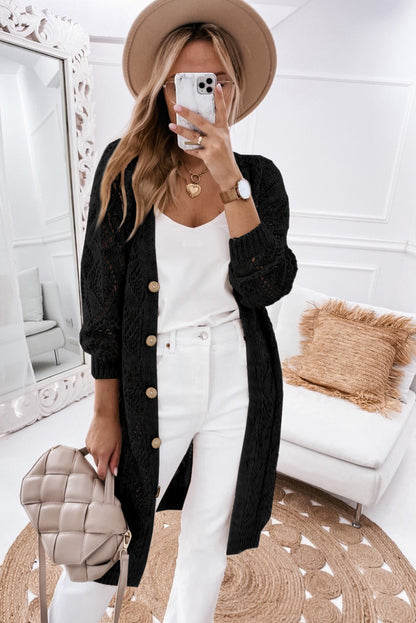 Women's Big Buttons Long Sleeve Cardigan